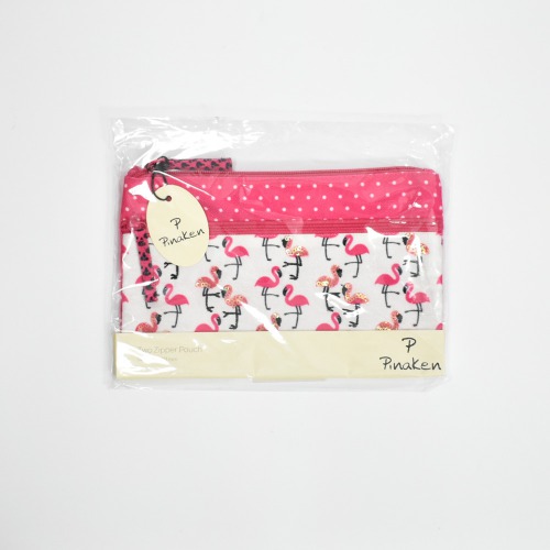 Pinaken Flamingo Blush Two Zipper Pouch