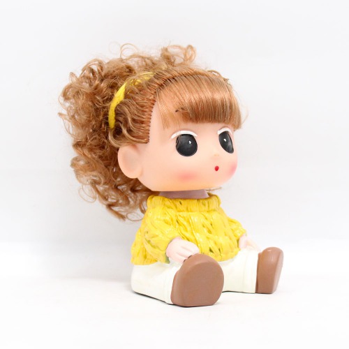 Baby Girl Doll Shaped Money Saving Bank Toy for Kids | Red Yellow | Showpiece | Decor | Kids | Piggy Bank