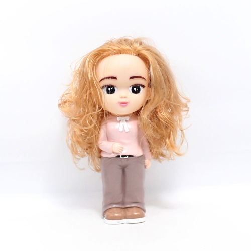 Standing Long Hair Girl Doll Shaped Money Saving Bank Toy for Kids | Pink | Showpiece | Decor | Kids | Piggy Bank