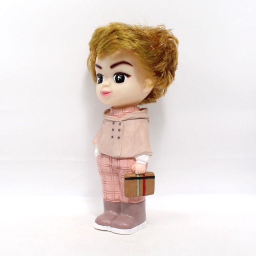 Short Hair Boy With Bag Doll Money Saving Bank Toy for Kids | Pink | Showpiece | Decor | Kids | Piggy Bank