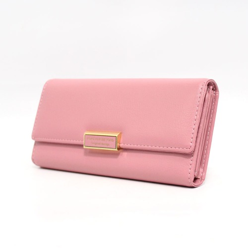 Pink Metal Decor Fold Over Wallet For Women and Girls