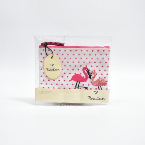 Pinaken Women and Girls Canvas Coin Pouch Purse (Flamingo Blush)