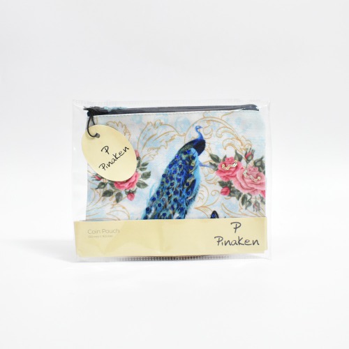 Pinaken Women and Girls Canvas Coin Pouch Purse (Peacock)