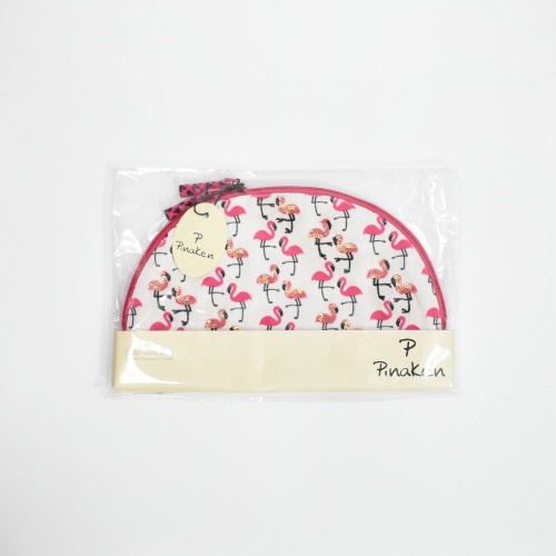 Pinaken Flamingo Blush Printed Half Mood Cosmetic Bag