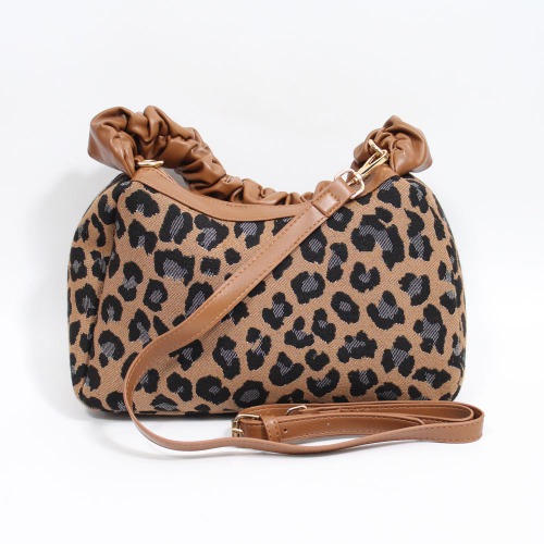 Leopard Baguette Ruched Shoulder Hand Bag For Women