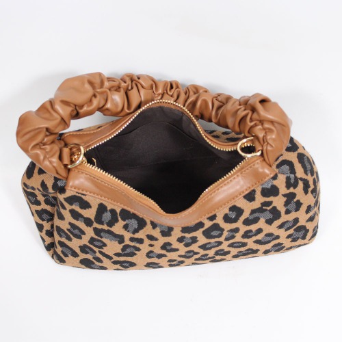 Leopard Baguette Ruched Shoulder Hand Bag For Women