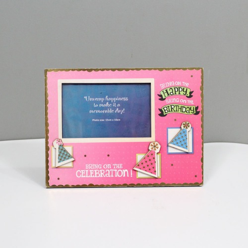 Pink Happy Birthday Celebration Frame | Wooden Photo Frame| Table Top Frame