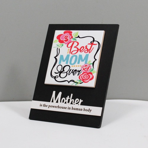 Best Mom Ever Wooden Plaque With Tile | Wooden Frame