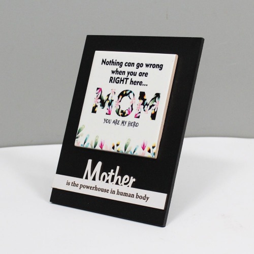 Nothing Can Go Wrong When You Are Right Here Mom Wooden Plaque With Tile | Wooden Frame