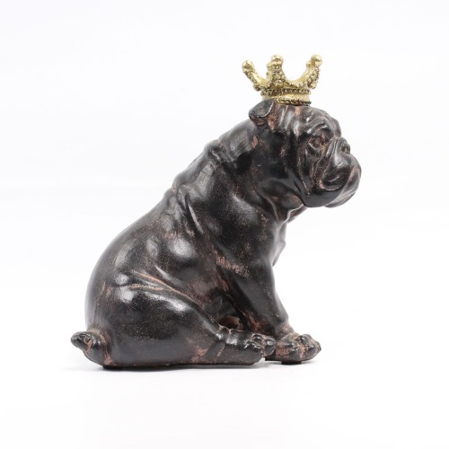 Bull Dog With Crown Bronze Showpiece For Home Decor