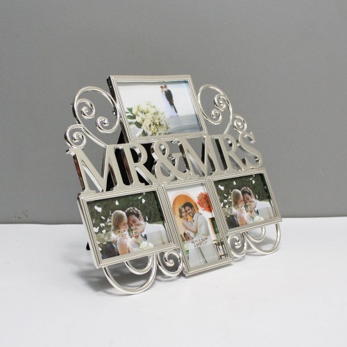 Silver Metal Mr. and Mrs. Multiple Photo Frame For Your Special One