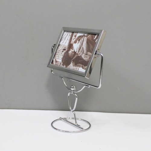 Metal Double Sided Photo Frame, Silver Rotating Desktop Picture Frame Decor Frame