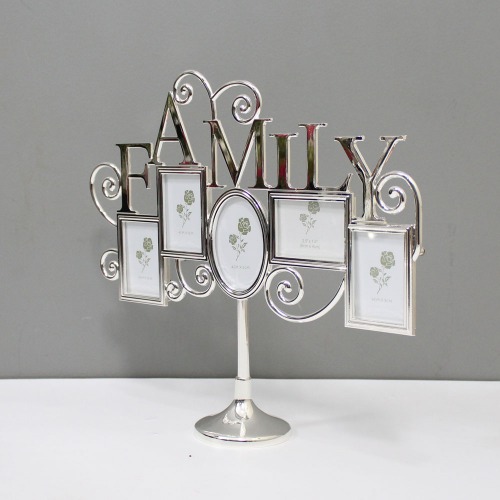 Silver Family Table Top Photo Frame with Multiple Photos for Home Decor