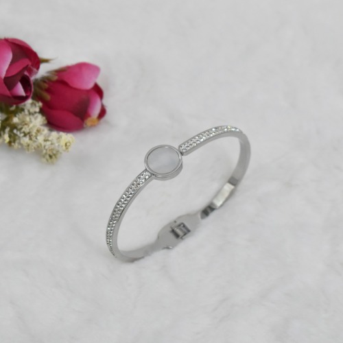 White Diamond And Silver Colour Bracelet Kada | Bracelet | Women's Kada | Jewellery | Fashion Jewellery