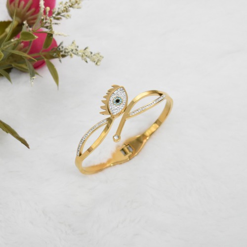 Evil Eye Yellow Diamond Studded Bracelet Kada | Bracelet | Women's Kada | Jewellery | Fashion Jewellery