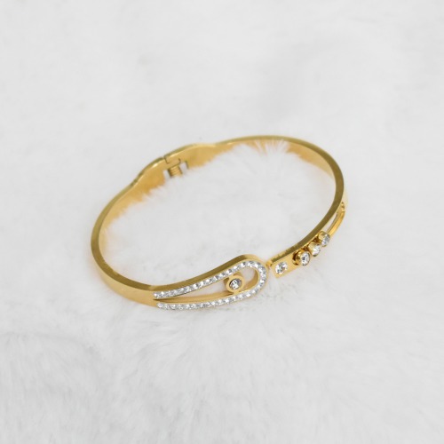 Adjustable Gold Colour And White Diamond Bracelet Kada | Bracelet | Women's Kada | Jewellery | Fashion Jewellery