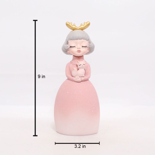 Modern Luxury Bowknot Girl Resin Figurine Holding Cat Home Decoration Decorative Showpiece