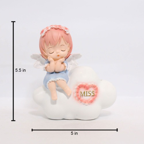 Angle Girl Sitting On Cloud Statue | Statue Figurines for Home Decor Outdoor Entrance Living Room Decoration