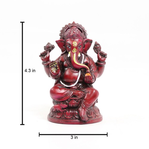 Big Size Ganesha With Mukut Mat Finish With Yellow Shed Idol for Car Dash Board Ganapti Statue