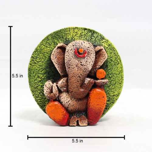 Orange And Green Rock Design Ganesha Statue | Home & Office | Spiritual | Ganesha Murti | Showpiece