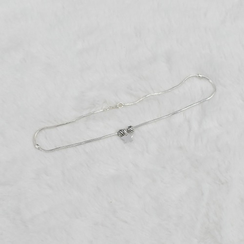 Oxidised Silver Metal Star charm Anklets For Women Single Charms Silver Payal for Women And Girls
