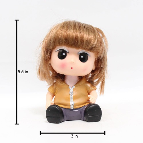 Short Hair Baby Girl Doll Shaped Money Saving Bank Toy for Kids | Showpiece | Decor | Kids | Piggy Bank