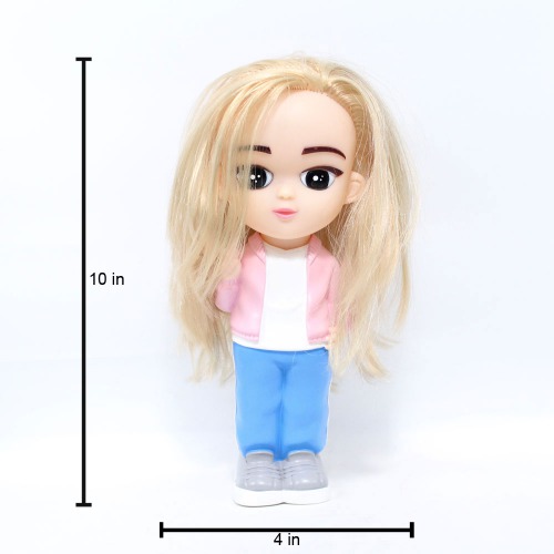 Long Hair Girl Doll Money Saving Bank Toy for Kids | Pink Blue | Showpiece | Decor | Kids | Piggy Bank