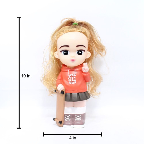 Short Hair Girl With Skateboard Doll Money Saving Bank Toy for Kids | Showpiece | Decor | Kids | Piggy Bank