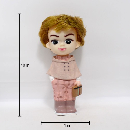 Short Hair Boy With Bag Doll Money Saving Bank Toy for Kids | Pink | Showpiece | Decor | Kids | Piggy Bank