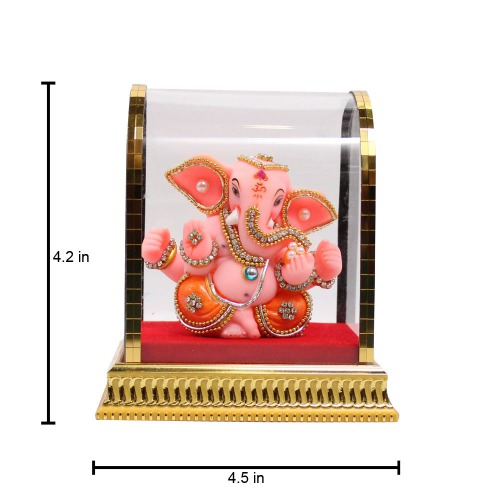 Cabinate Orange Colour Taklu Ganesha Murti | Ganesha Murti | Ganesha | Statue For Living Room