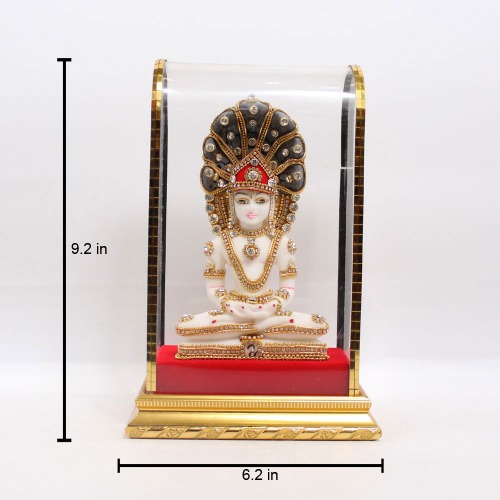 Parshwanath Bhagwan Statue Idol Murti Beautifully Crafted with Resin White Colour | Statue For Living Room