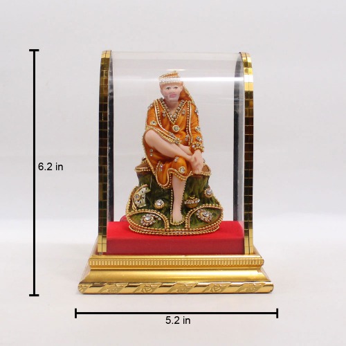 Sai Baba Sitting On Stone Cabinet Murti | Suitable For Home Temple And Home Decor Hall And Living Room