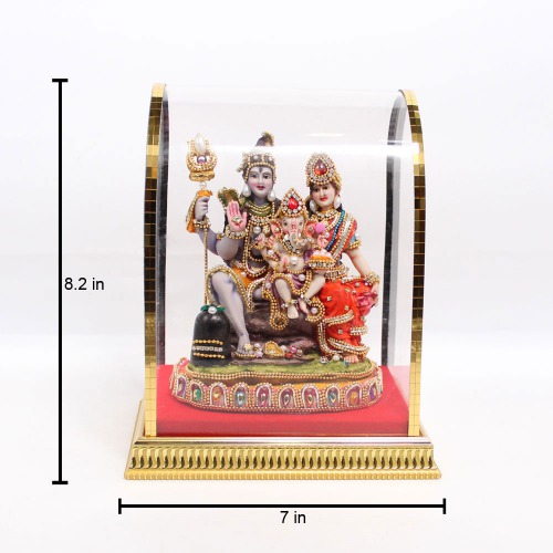 Shiva Parvati Ganesh Idol Shiv Parivar Murti Statue Sculpture - Hindu Lord Shiva Idols Family Sitting Showpiece