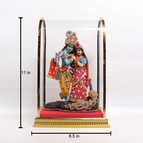 Radha Krishna With Peacock Cabinet Murti | Statue For Living Room | showpiece | Showpieces In Home | Car Dashboard