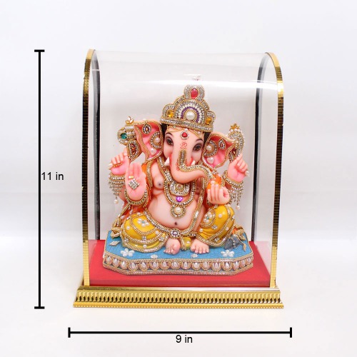 Diamond And Moti Stone Work Ganesha Murti | Statue For Living Room | showpiece | Showpieces In Home