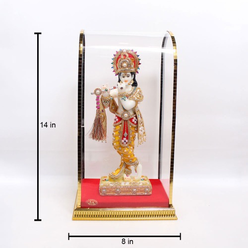 Lord Kanha Idol Standing Krishna with Flute for Home Decor Statue (Multicoloured) | Indian God Statues