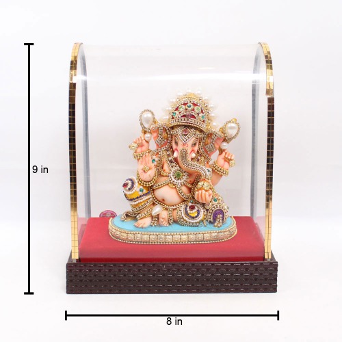 Stone Work Ganesha Sitting Singhana Murti | Statue For Living Room | showpiece | Showpieces In Home | Car Dashboard