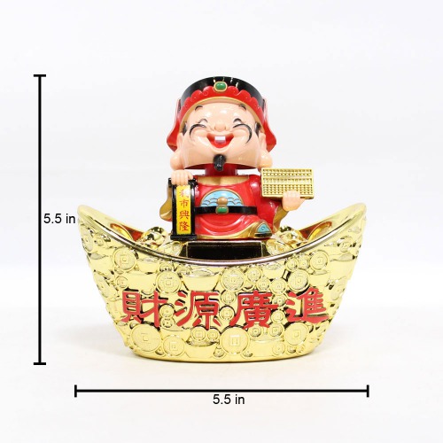 Plastic Laughing Buddha Solar Head and Wrist Swing Vastu | Feng Shui with Money Ingot for Health