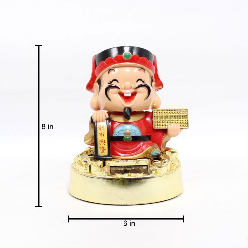 Solar Laughing Buddha with Nodding Head Swinging Wrist Golden Feng Shui Vastu | Home Decor | Decor