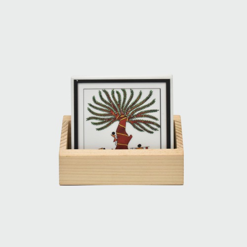 Ethnic Square Tea Coffee Coaster Set of 6 Tree Painting Design Gift Item Home Table Decor Showpiece