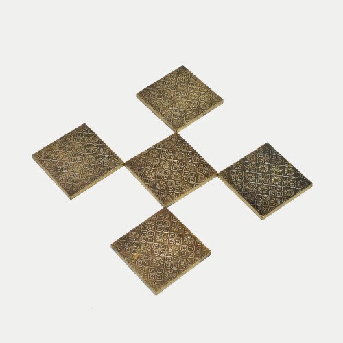 Golden Colour Coffee | Tea Coasters Set for Kitchen Set Of 6 | Table And Home Decor | Dinning | Coffee Table