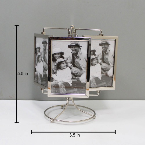 Stainless Steel Rotating Photo Frame For Home Decor | Multiple Photo Frame