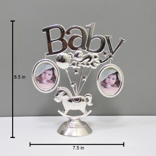 Silver Metal Baby Table Top Photo Frame For Home Decor