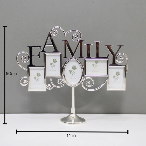 Silver Family Table Top Photo Frame with Multiple Photos for Home Decor