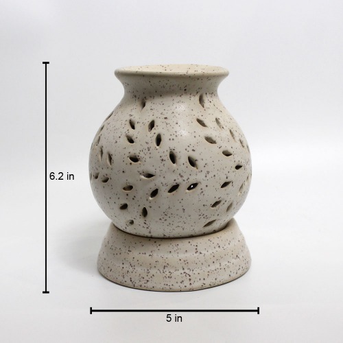 Ethnic Ceramic Electric Aroma Diffuser Oil Burner - Round Shape with Extra Bulb