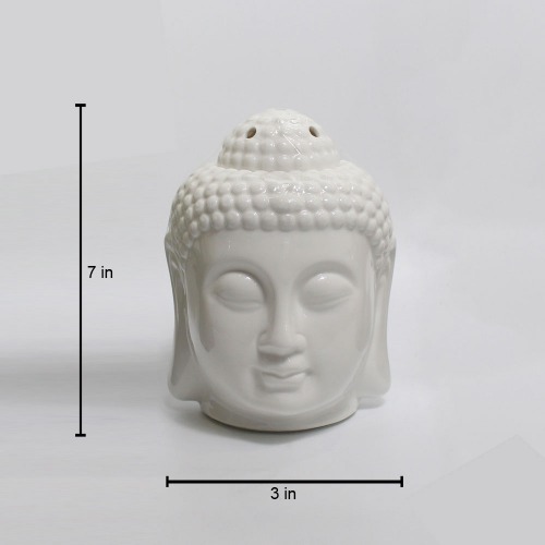 White Ceramic Buddha Head Fragrance Oil Warmer Lamp, Fragrance Diffuser