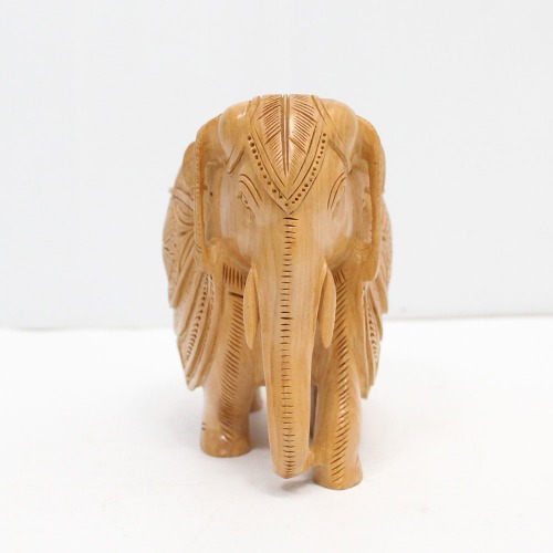 Attractive Wood Carving Handmade Elephant Undercut Statue with Howdah Palanquin Animal Figurines Showpiece