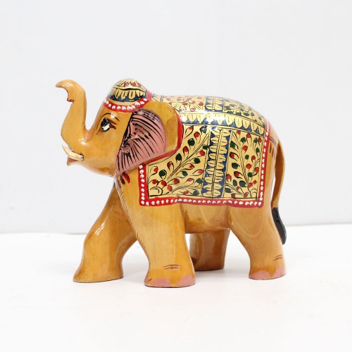 Decorative Elephant Statue Meenakari Elephant For Home Decor | Designer Wooden Showpiece Elephants (Brown)