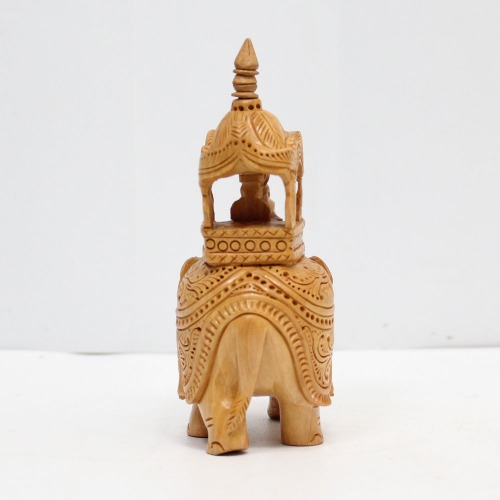 Decorative Elephant Statue Ambari Elephant for Home Decor | Designer Wooden Showpiece Elephants (Brown)