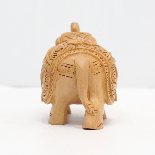 Elephant Statue For Home Decor | Designer Wooden Showpiece Elephants With Up Trunk